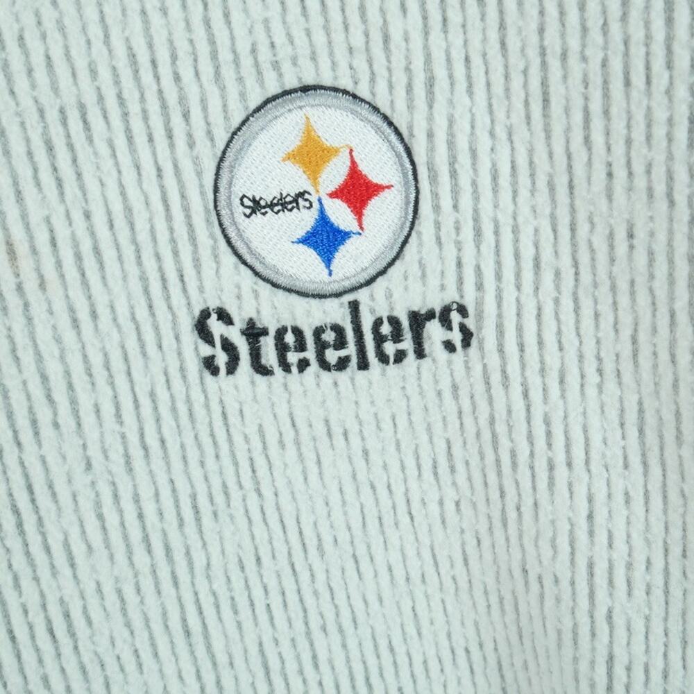Vintage Y2K Steelers Sweatshirt Embroidered Logo Ribbed Crewneck NFL Pullover - Picture 2 of 10
